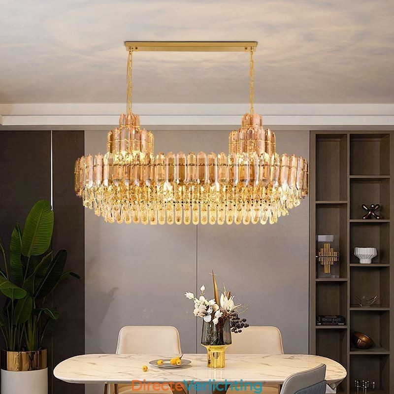 Kristallen hanglamp rechthoekig luxe decoratieve plafondlamp 100cm