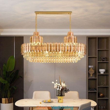 Kristallen hanglamp rechthoekig luxe decoratieve plafondlamp 100cm Kristallen hanglamp rechthoekig luxe decoratieve plafondlamp 100cm