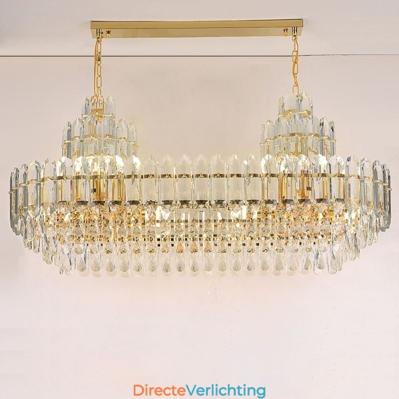 Kristallen hanglamp rechthoekig luxe decoratieve plafondlamp 100cm