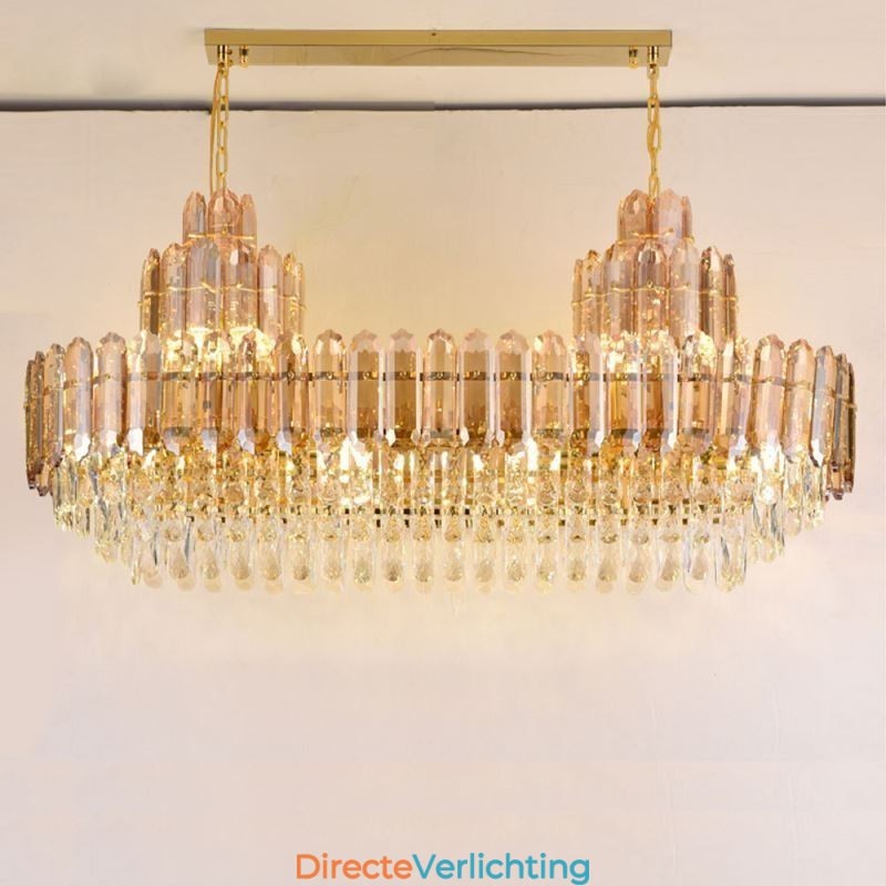 Kristallen hanglamp rechthoekig luxe decoratieve plafondlamp 100cm