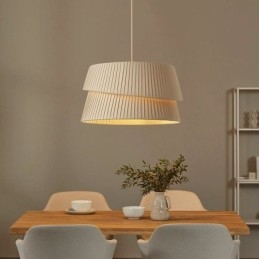 Hanglamp Franse crème stijl dubbele laag stoffen lampenkap plafondlamp