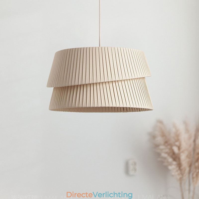 Hanglamp Franse crème stijl dubbele laag stoffen lampenkap plafondlamp