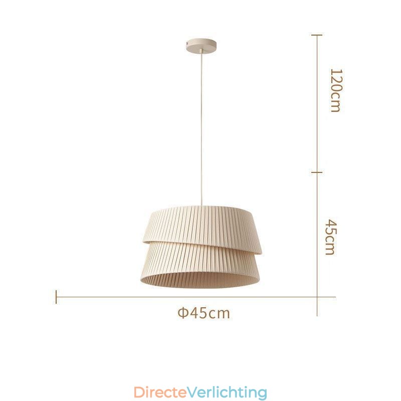 Hanglamp Franse crème stijl dubbele laag stoffen lampenkap plafondlamp