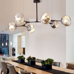 Nordic Plafondlamp Moderne Gegalvaniseerde Glas-in-lood Lampenkap Hanglamp