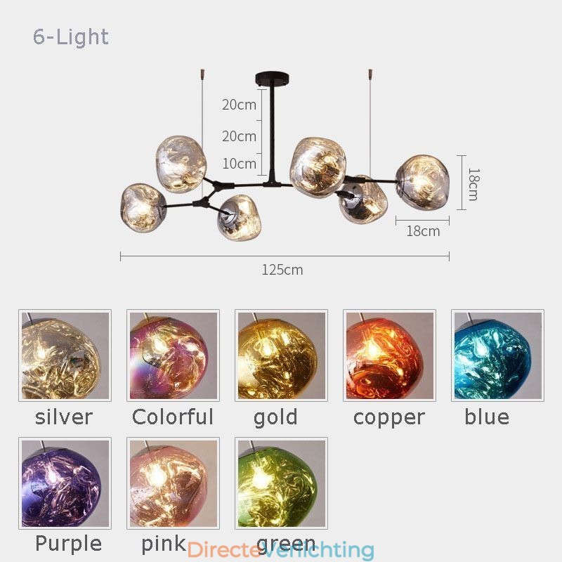 Nordic Plafondlamp Moderne Gegalvaniseerde Glas-in-lood Lampenkap Hanglamp