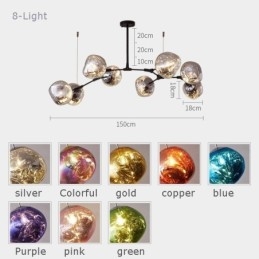 Nordic Plafondlamp Moderne Gegalvaniseerde Glas-in-lood Lampenkap Hanglamp