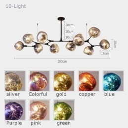 Nordic Plafondlamp Moderne Gegalvaniseerde Glas-in-lood Lampenkap Hanglamp