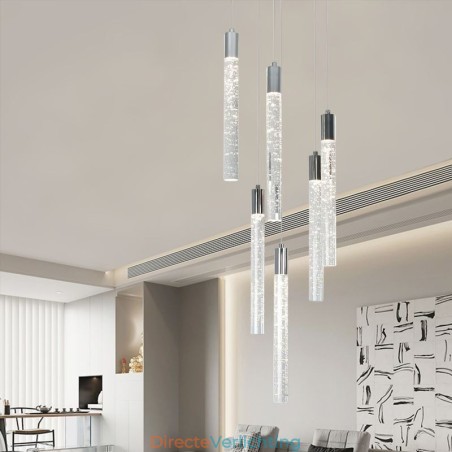 Hanglamp Chroom Kristal Kolom Cluster Plafondlamp Hanglamp Chroom Kristal Kolom Cluster Plafondlamp