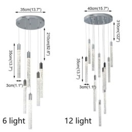 Hanglamp Chroom Kristal Kolom Cluster Plafondlamp