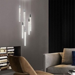 Hanglamp Chroom Kristal Kolom Cluster Plafondlamp