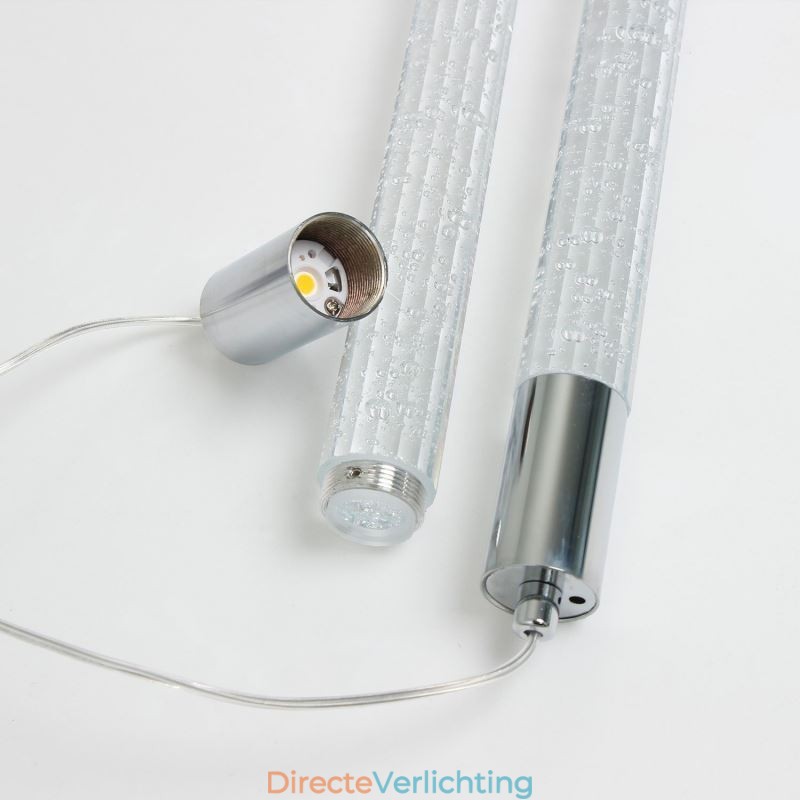 Hanglamp Chroom Kristal Kolom Cluster Plafondlamp