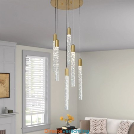 Hanglamp Koper Kristal Kolom Cluster Plafondlamp Hanglamp Koper Kristal Kolom Cluster Plafondlamp