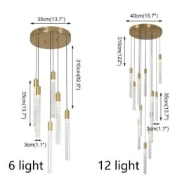 Hanglamp Koper Kristal Kolom Cluster Plafondlamp