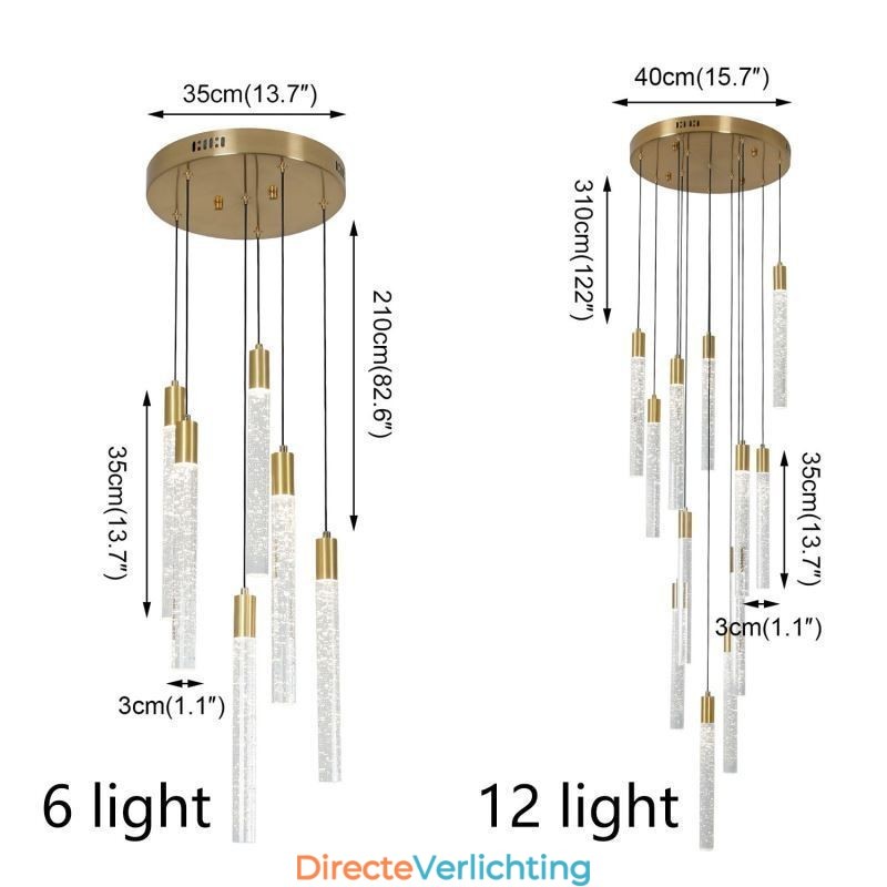 Hanglamp Koper Kristal Kolom Cluster Plafondlamp