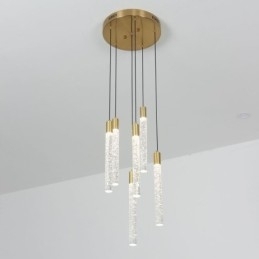 Hanglamp Koper Kristal Kolom Cluster Plafondlamp