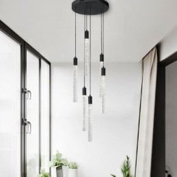 Hanglamp Zwarte Kristallen Kolom Cluster Plafondlamp