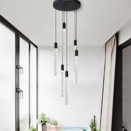 Hanglamp Zwarte Kristallen Kolom Cluster Plafondlamp Hanglamp Zwarte Kristallen Kolom Cluster Plafondlamp