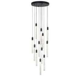 Hanglamp Zwarte Kristallen Kolom Cluster Plafondlamp
