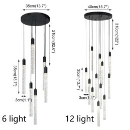 Hanglamp Zwarte Kristallen Kolom Cluster Plafondlamp