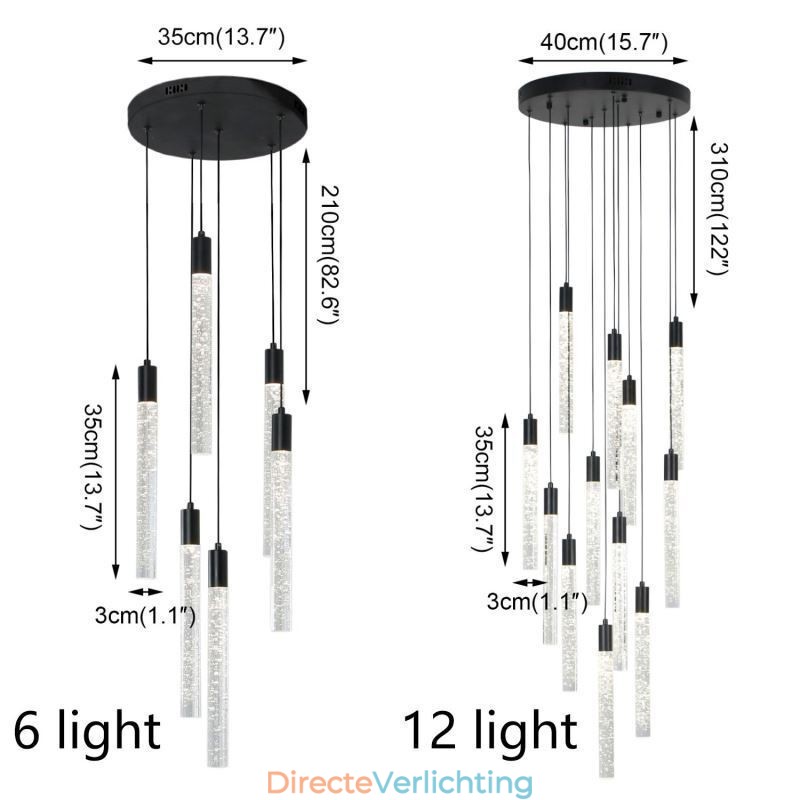 Hanglamp Zwarte Kristallen Kolom Cluster Plafondlamp