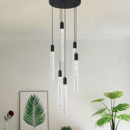 Hanglamp Zwarte Kristallen Kolom Cluster Plafondlamp