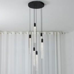 Hanglamp Zwarte Kristallen Kolom Cluster Plafondlamp