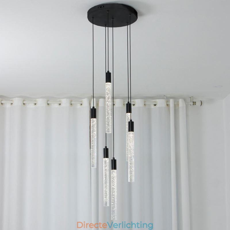 Hanglamp Zwarte Kristallen Kolom Cluster Plafondlamp