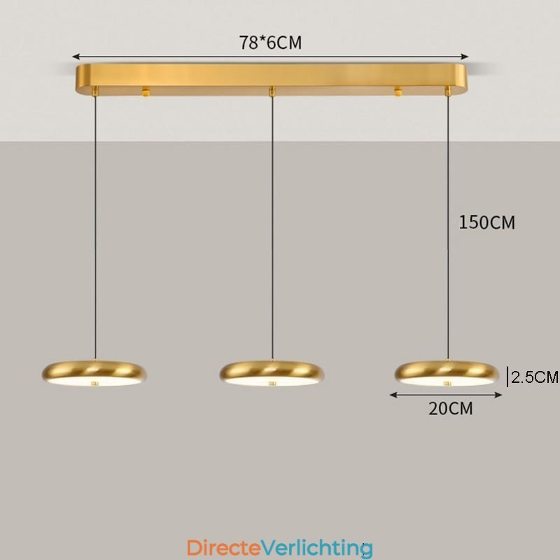 Plafondlamp met drie koppen en hanglamp