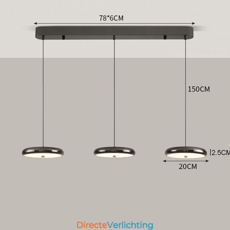 Plafondlamp met drie koppen en hanglamp