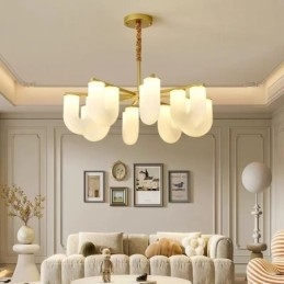 U-vormige kroonluchter Franse crèmekleurige hanglamp