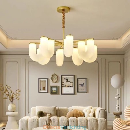 U-vormige kroonluchter Franse crèmekleurige hanglamp U-vormige kroonluchter Franse crèmekleurige hanglamp