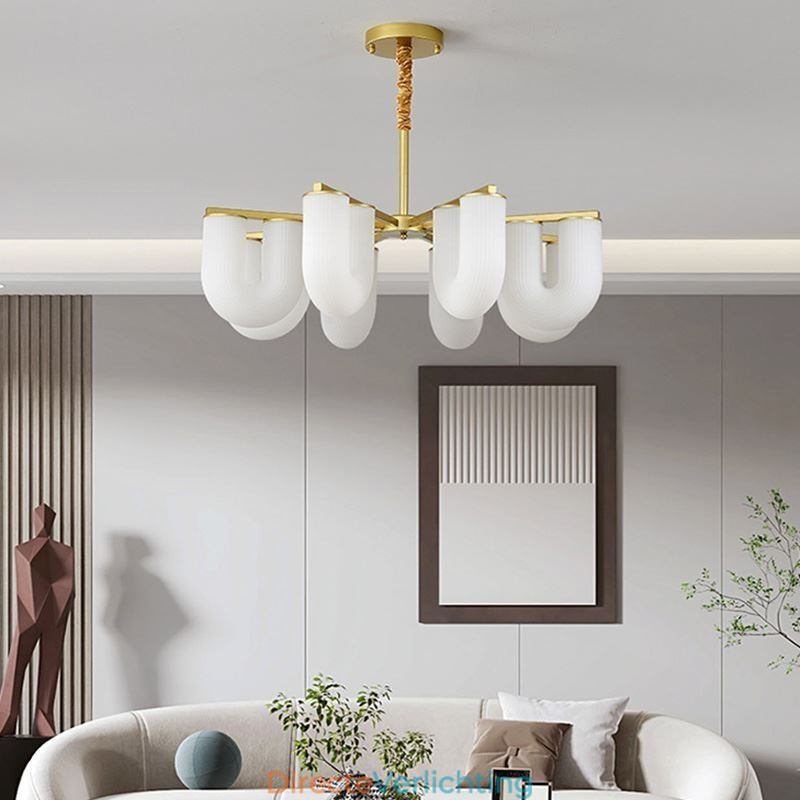 U-vormige kroonluchter Franse crèmekleurige hanglamp
