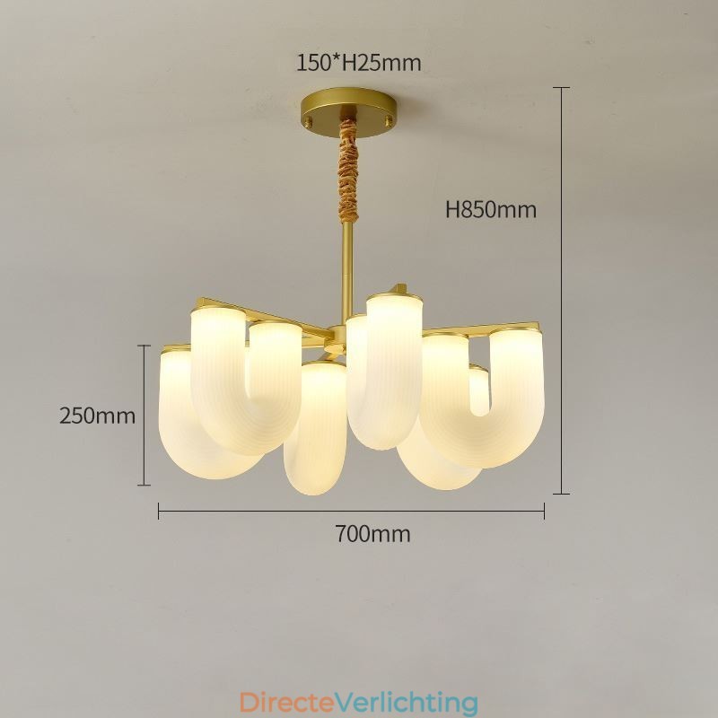 U-vormige kroonluchter Franse crèmekleurige hanglamp