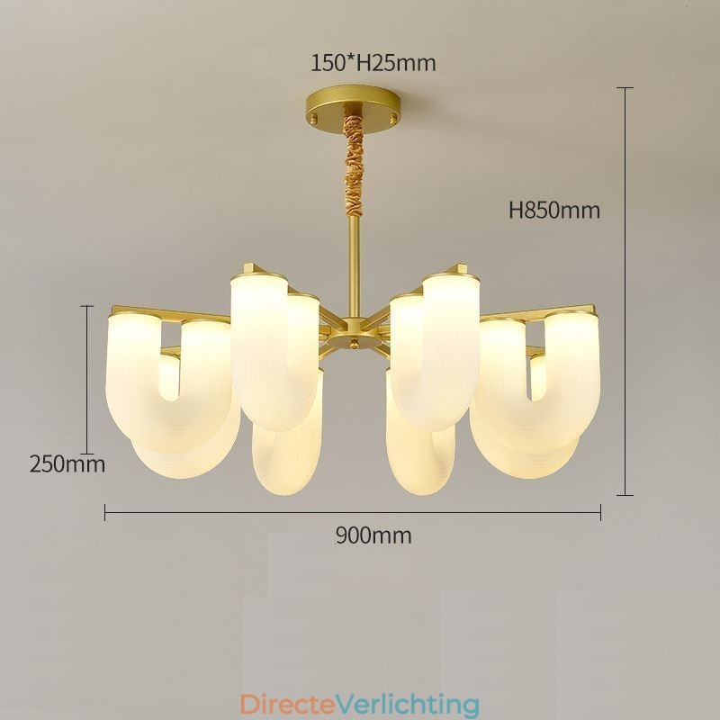 U-vormige kroonluchter Franse crèmekleurige hanglamp