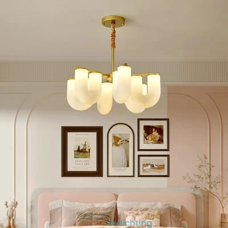 U-vormige kroonluchter Franse crèmekleurige hanglamp