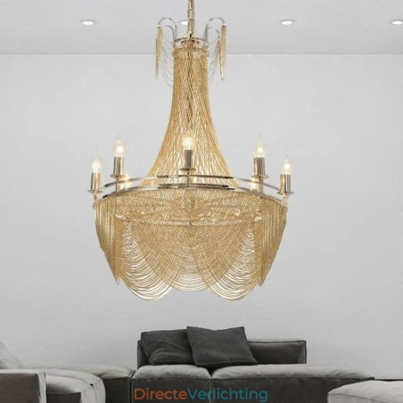 Aluminium ketting hanglamp creatieve lamp luxe kwast decoratieve lamp goud zilver Aluminium ketting hanglamp creatieve lamp luxe kwast decoratieve lamp goud zilver