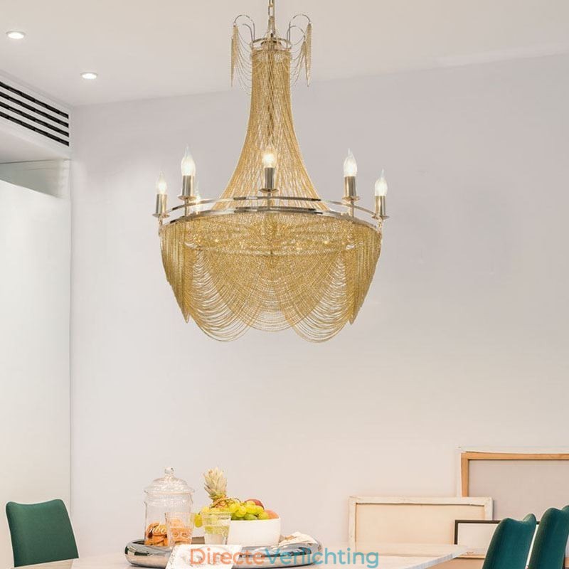 Aluminium ketting hanglamp creatieve lamp luxe kwast decoratieve lamp goud zilver