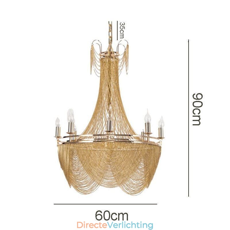 Aluminium ketting hanglamp creatieve lamp luxe kwast decoratieve lamp goud zilver