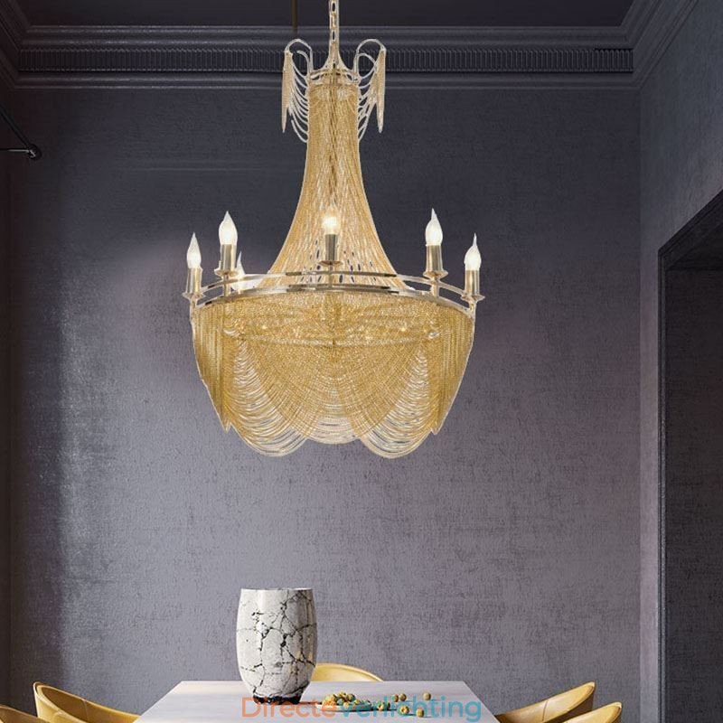 Aluminium ketting hanglamp creatieve lamp luxe kwast decoratieve lamp goud zilver
