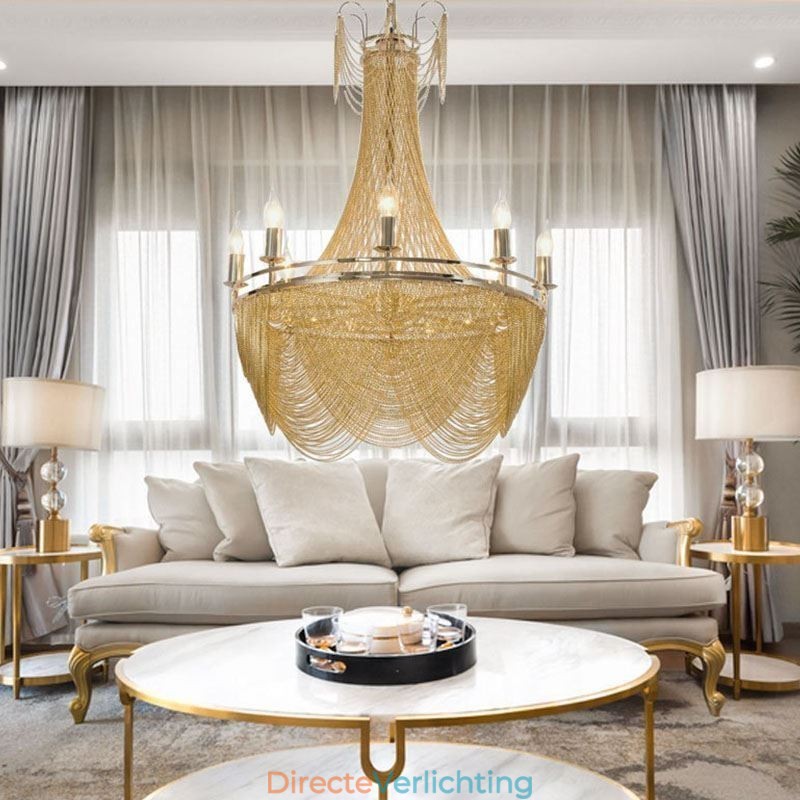 Aluminium ketting hanglamp creatieve lamp luxe kwast decoratieve lamp goud zilver