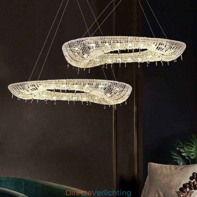 Kristallen hanglamp moderne luxe ovale plafondlamp