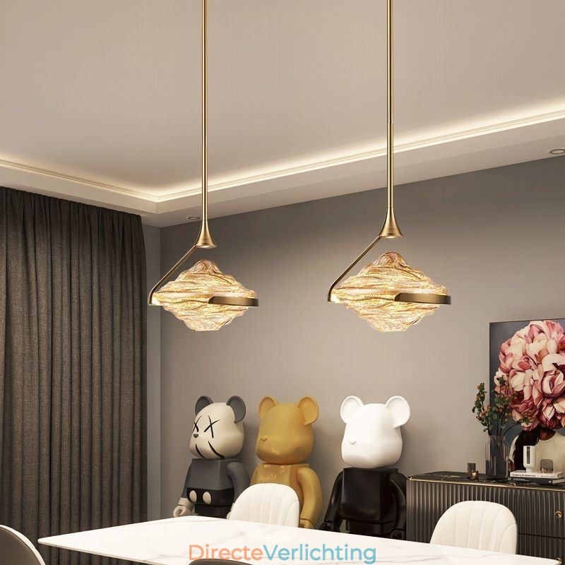 Hanglamp Modern Minimalistisch Smeedijzer Lava Glas Plafondlamp
