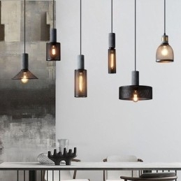 Zwarte hanglamp Cementroosterlamp Landelijke Retro Plafondlamp