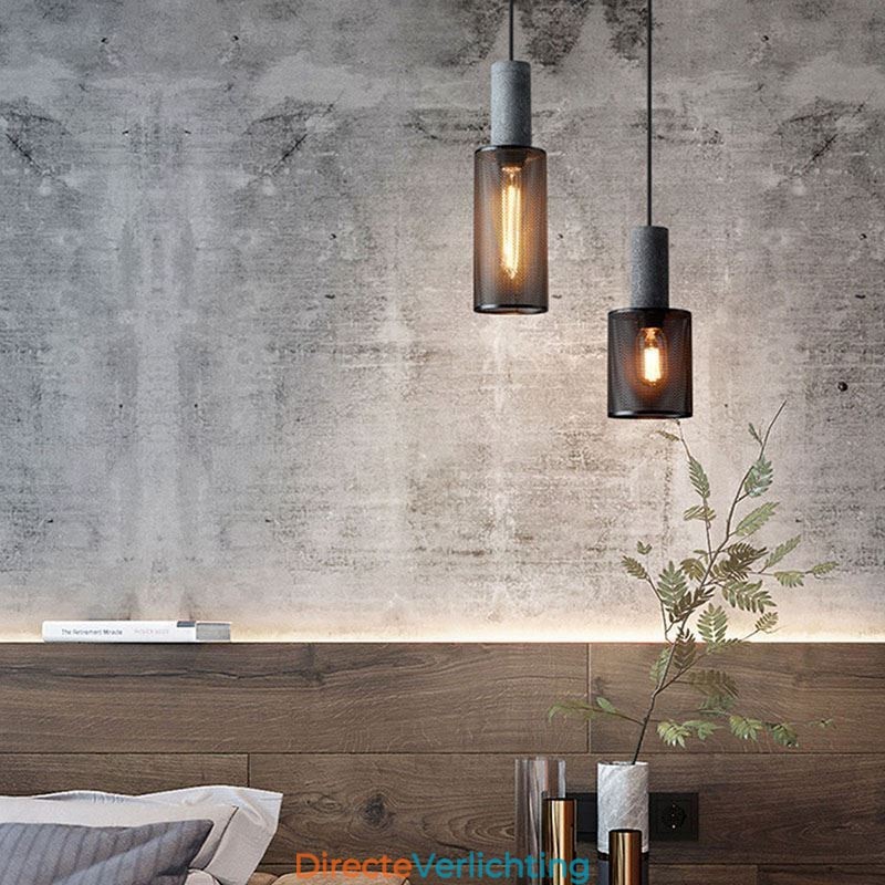 Zwarte hanglamp Cementroosterlamp Landelijke Retro Plafondlamp