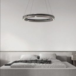Cirkelvormige hanglamp 60 80CM glazen plafondlamp traploos dimbaar met afstandsbediening