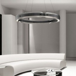 Cirkelvormige hanglamp 60 80CM glazen plafondlamp traploos dimbaar met afstandsbediening