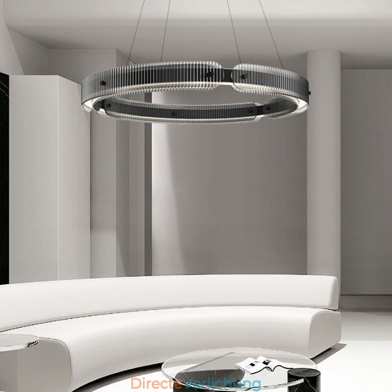Cirkelvormige hanglamp 60 80CM glazen plafondlamp traploos dimbaar met afstandsbediening
