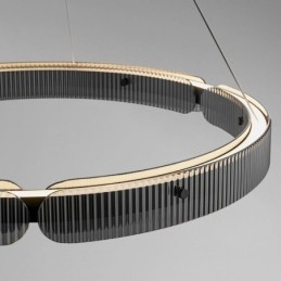 Cirkelvormige hanglamp 60 80CM glazen plafondlamp traploos dimbaar met afstandsbediening