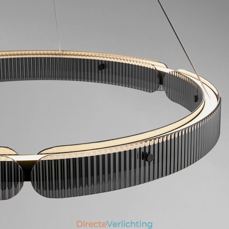 Cirkelvormige hanglamp 60 80CM glazen plafondlamp traploos dimbaar met afstandsbediening
