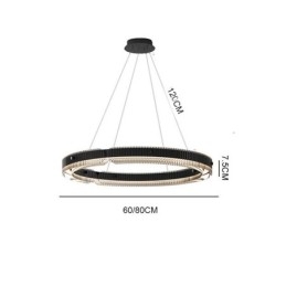 Cirkelvormige hanglamp 60 80CM glazen plafondlamp traploos dimbaar met afstandsbediening